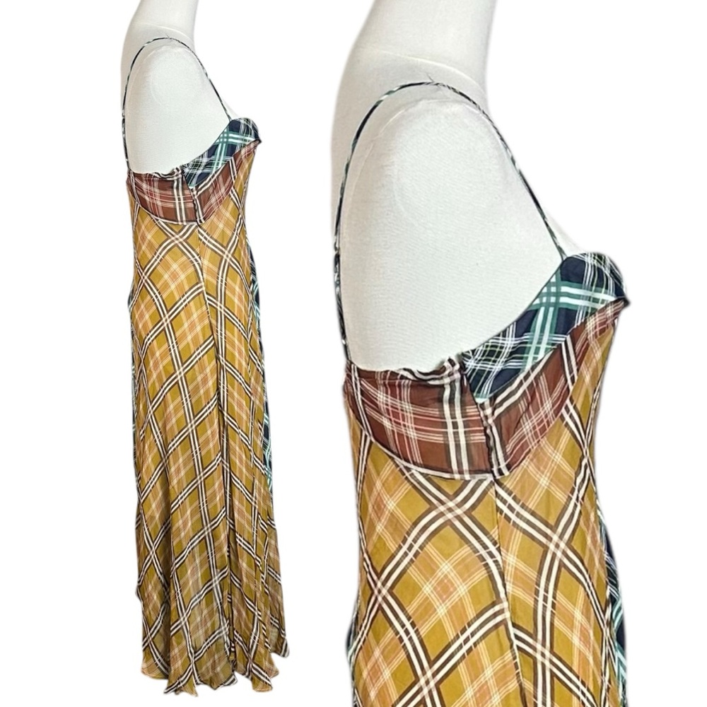 Anthropologie Maeve Sleeveless Asymmetric Plaid Patchwork Midi Slip Dress Medium - Picture 7 of 11